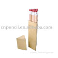 7\"12pcs Triangle Nature Pencil with paper tube